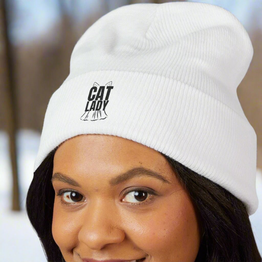 Embroidered Cat Lady Beanie - Hats, Beanie - EpiAl's Shop