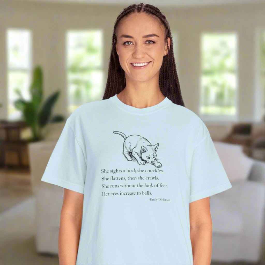 Emily Dickinson Cat Poem Unisex Garment - Dyed T-Shirt - Clothing, T-shirts - EpiAl's Shop