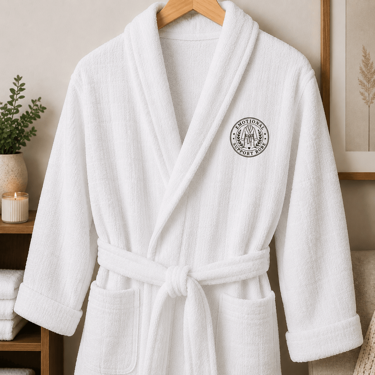 Emotional Support Robe | Embroidered Faux Seal Terry Cloth Bathrobe - Clothing, Unisex, Bathrobe - EpiAl's Shop