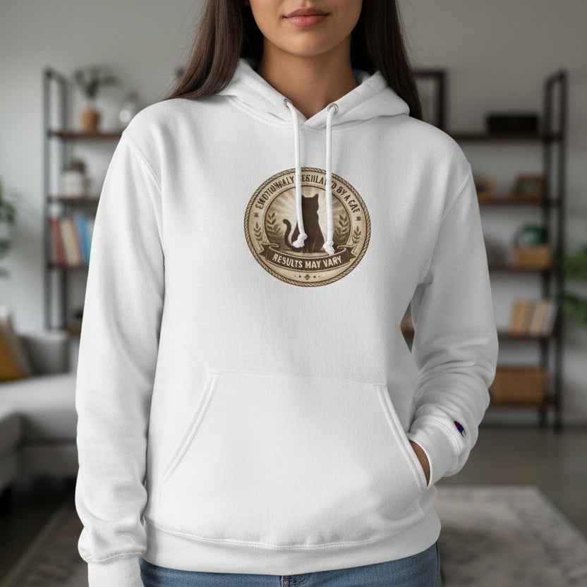 Emotionally Regulated by a Cat Hoodie (Champion® Sweatshirt) - Clothing, Unisex, Hoodies - EpiAl's Shop