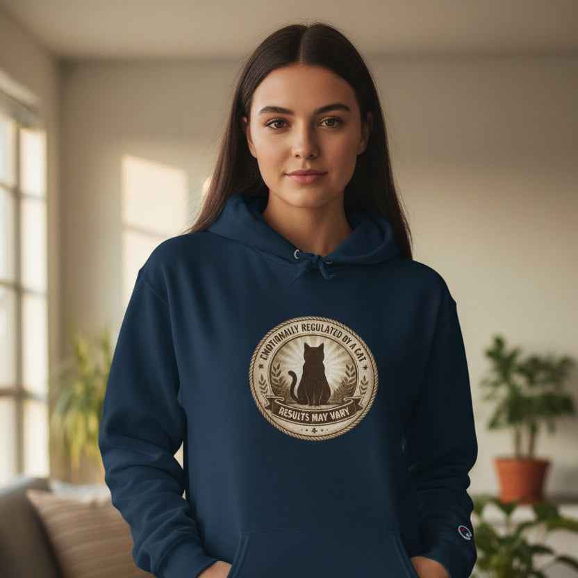 Emotionally Regulated by a Cat Hoodie (Champion® Sweatshirt) - Clothing, Unisex, Hoodies - EpiAl's Shop