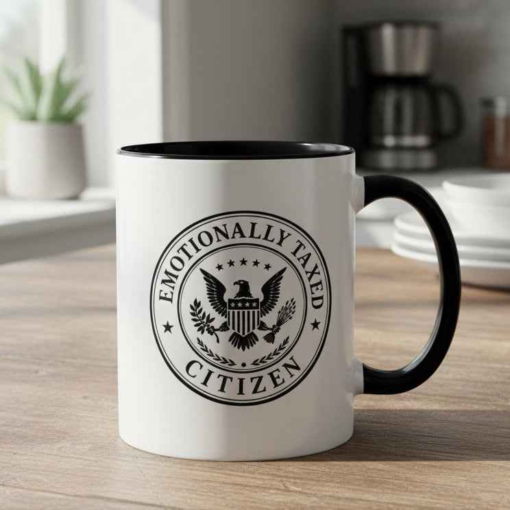 Emotionally Taxed Citizen Accent Mug | Existential Office Mug - Drinkware, Coffee Mugs - EpiAl's Shop