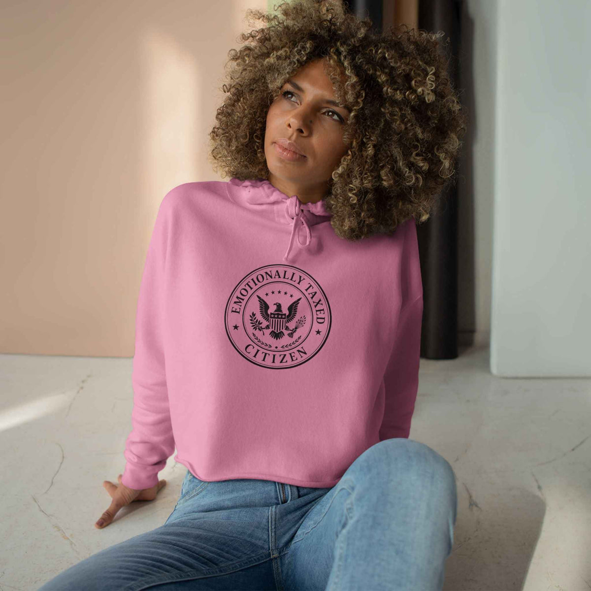 Emotionally Taxed Citizen Cropped Hoodie | Cozy Political Parody Fleece Hoodie - Clothing, Women, Hoodies, Cropped - EpiAl's Shop