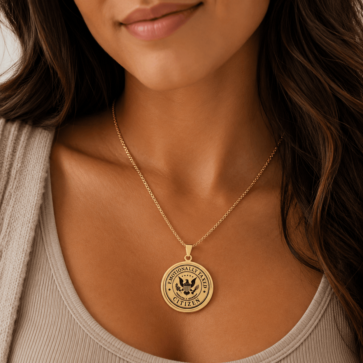 Emotionally Taxed Citizen Faux Government Seal Pendant Necklace - Jewelry, Necklaces - EpiAl's Shop