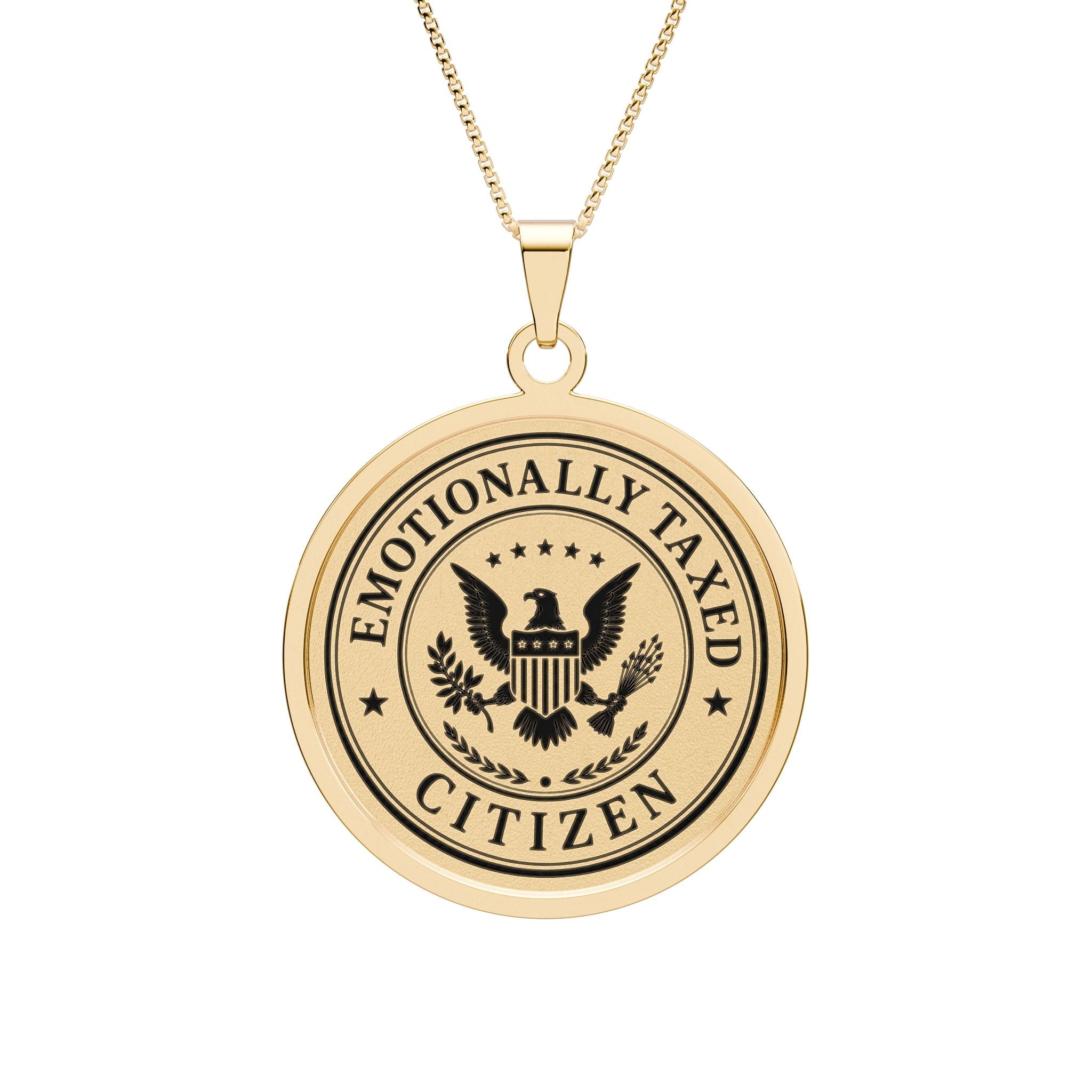 Emotionally Taxed Citizen Faux Government Seal Pendant Necklace - Jewelry, Necklaces - EpiAl's Shop