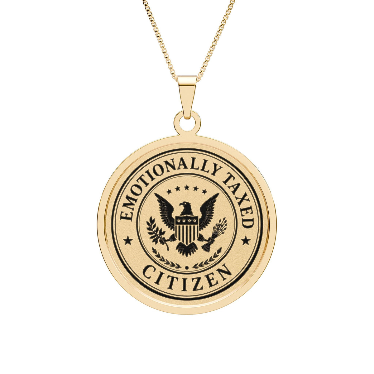 Emotionally Taxed Citizen Faux Government Seal Pendant Necklace - Jewelry, Necklaces - EpiAl's Shop