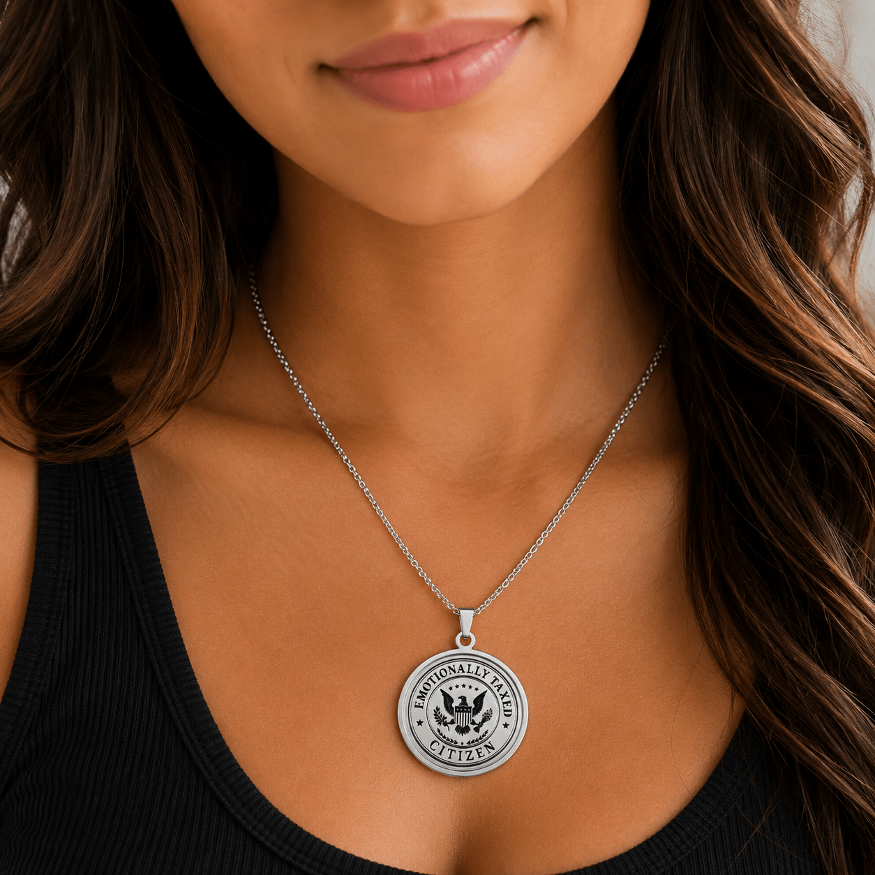 Emotionally Taxed Citizen Faux Government Seal Pendant Necklace - Jewelry, Necklaces - EpiAl's Shop