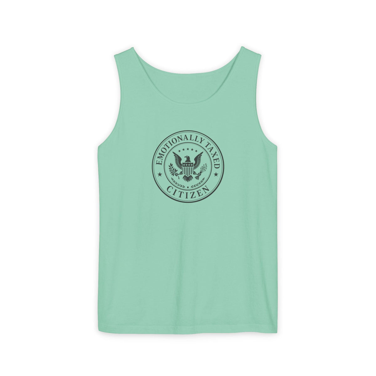 Emotionally Taxed Citizen Garment-Dyed Tank Top | Vintage Parody Cotton Tank - Clothing, Unisex, T-Shirts, Sleeveless Tanks - EpiAl's Shop