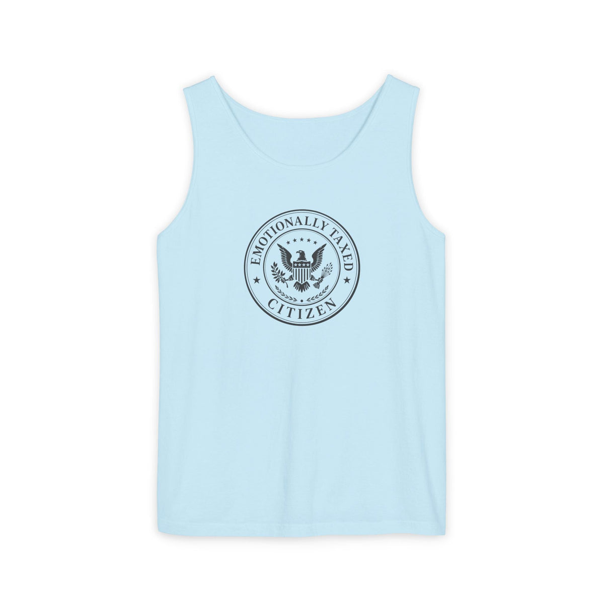 Emotionally Taxed Citizen Garment-Dyed Tank Top | Vintage Parody Cotton Tank - Clothing, Unisex, T-Shirts, Sleeveless Tanks - EpiAl's Shop