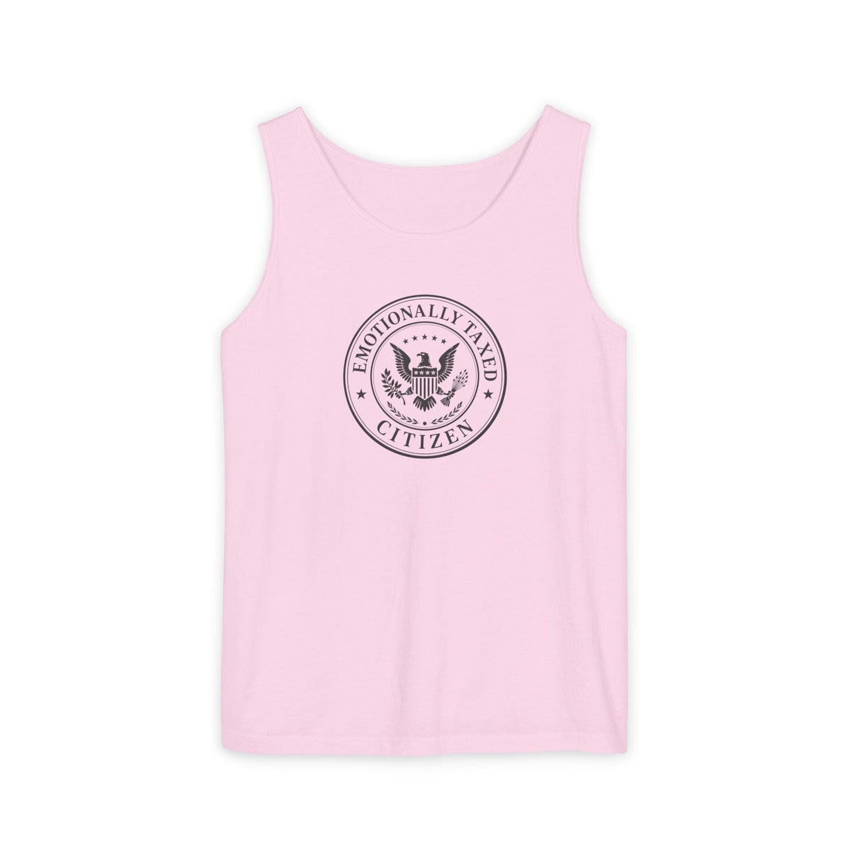 Emotionally Taxed Citizen Garment-Dyed Tank Top | Vintage Parody Cotton Tank - Clothing, Unisex, T-Shirts, Sleeveless Tanks - EpiAl's Shop