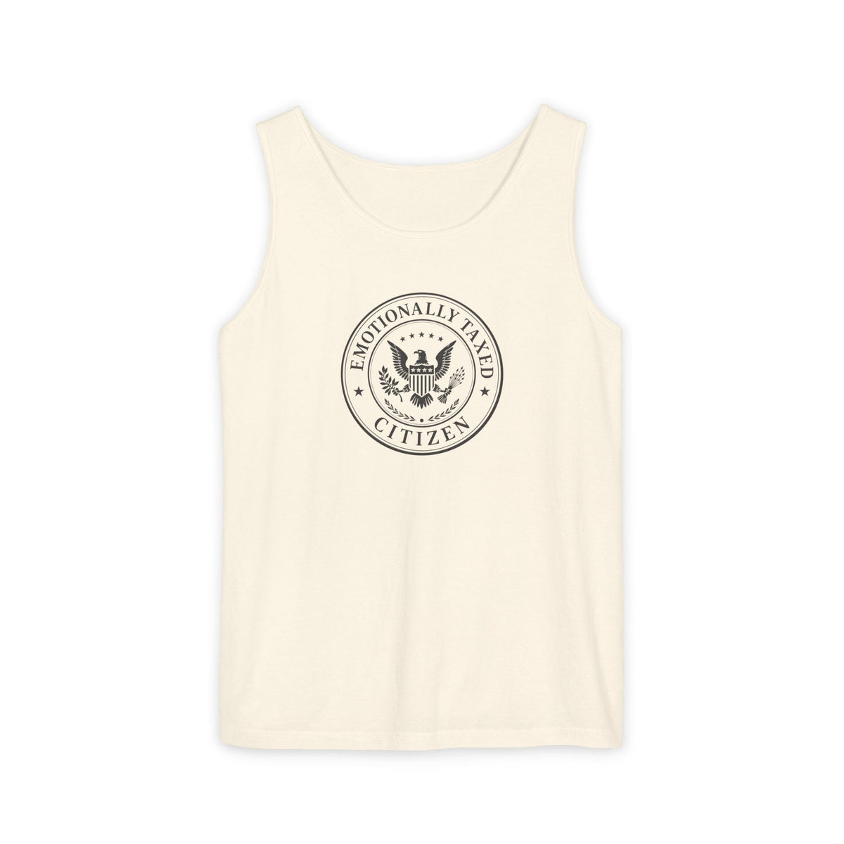 Emotionally Taxed Citizen Garment-Dyed Tank Top | Vintage Parody Cotton Tank - Clothing, Unisex, T-Shirts, Sleeveless Tanks - EpiAl's Shop