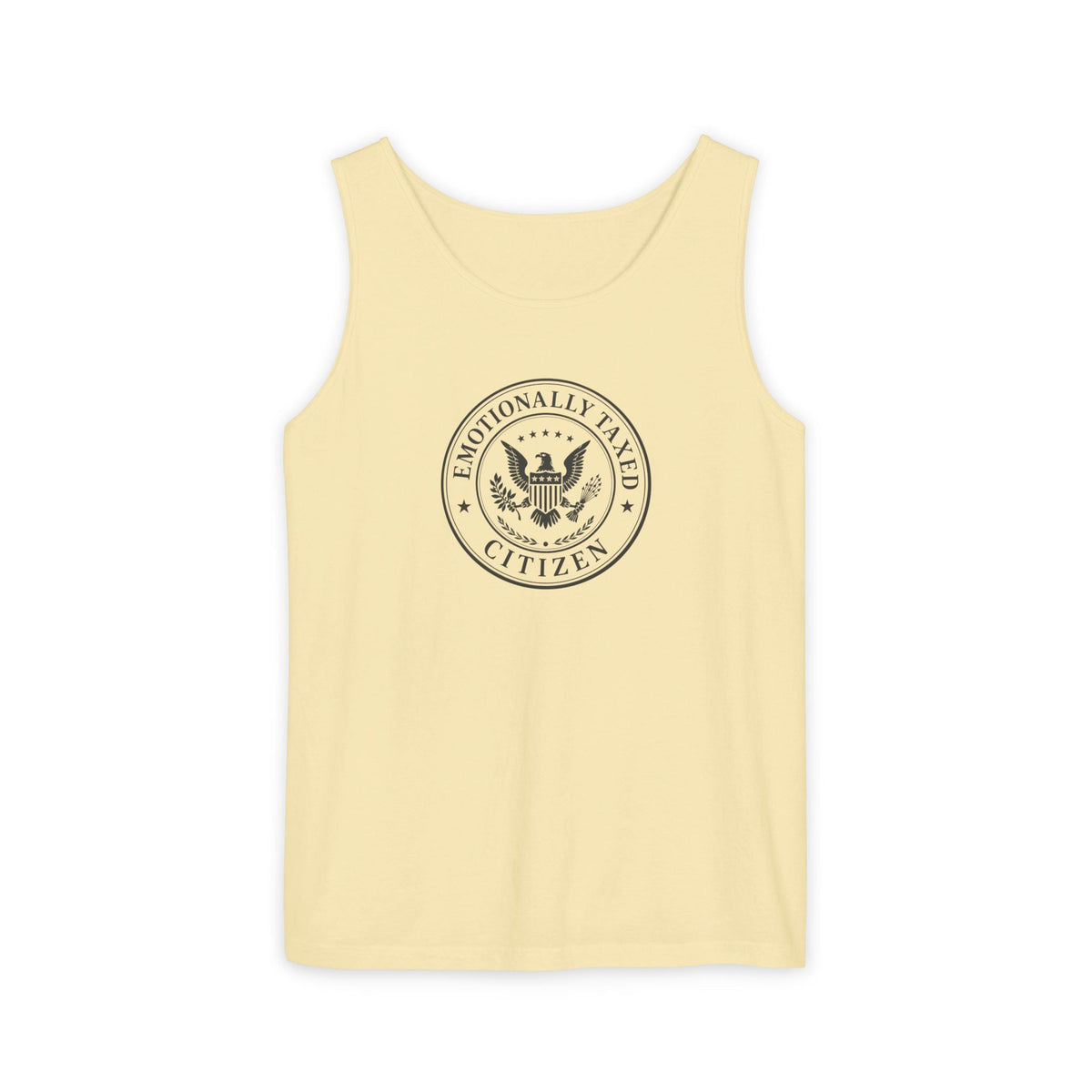 Emotionally Taxed Citizen Garment-Dyed Tank Top | Vintage Parody Cotton Tank - Clothing, Unisex, T-Shirts, Sleeveless Tanks - EpiAl's Shop