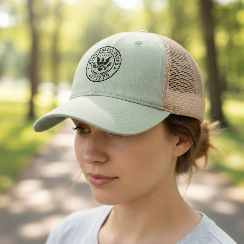 Emotionally Taxed Citizen Women’s Ponytail Trucker Hat - Hats, Baseball & Trucker - EpiAl's Shop