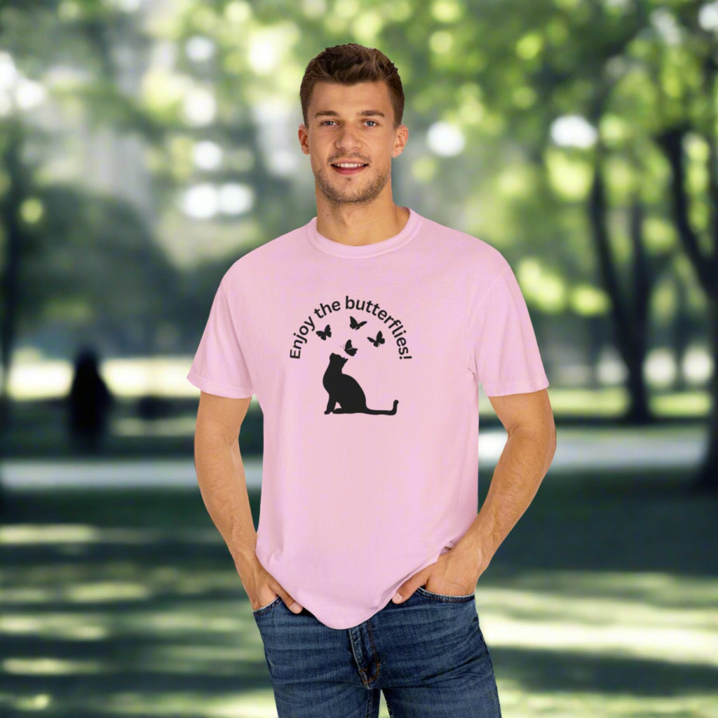 Enjoy the Butterflies Unisex Garment - Dyed T - shirt - T - Shirt - Epileptic Al’s Shop