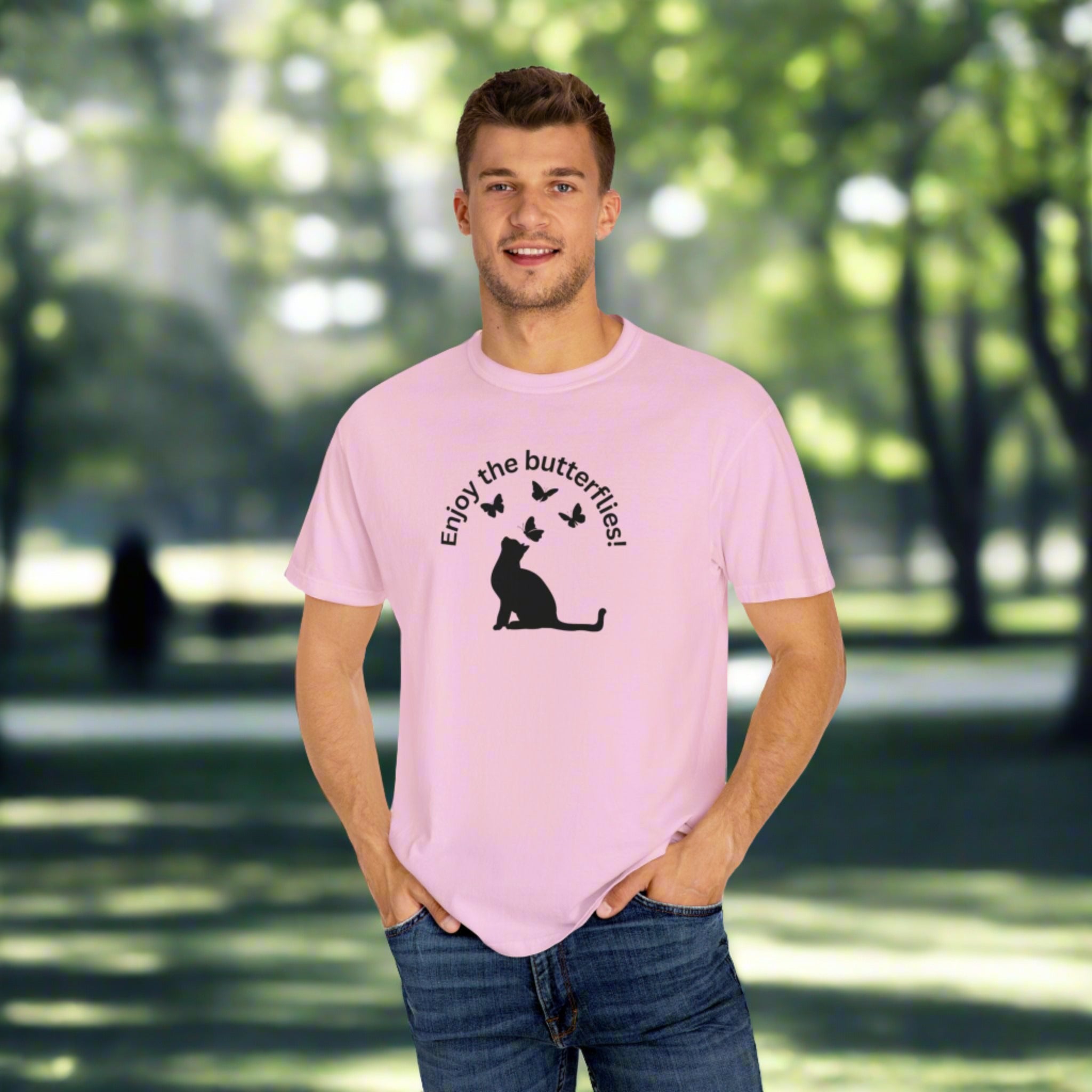 Enjoy the Butterflies Unisex Garment - Dyed T - shirt - T - Shirt - Epileptic Al’s Shop