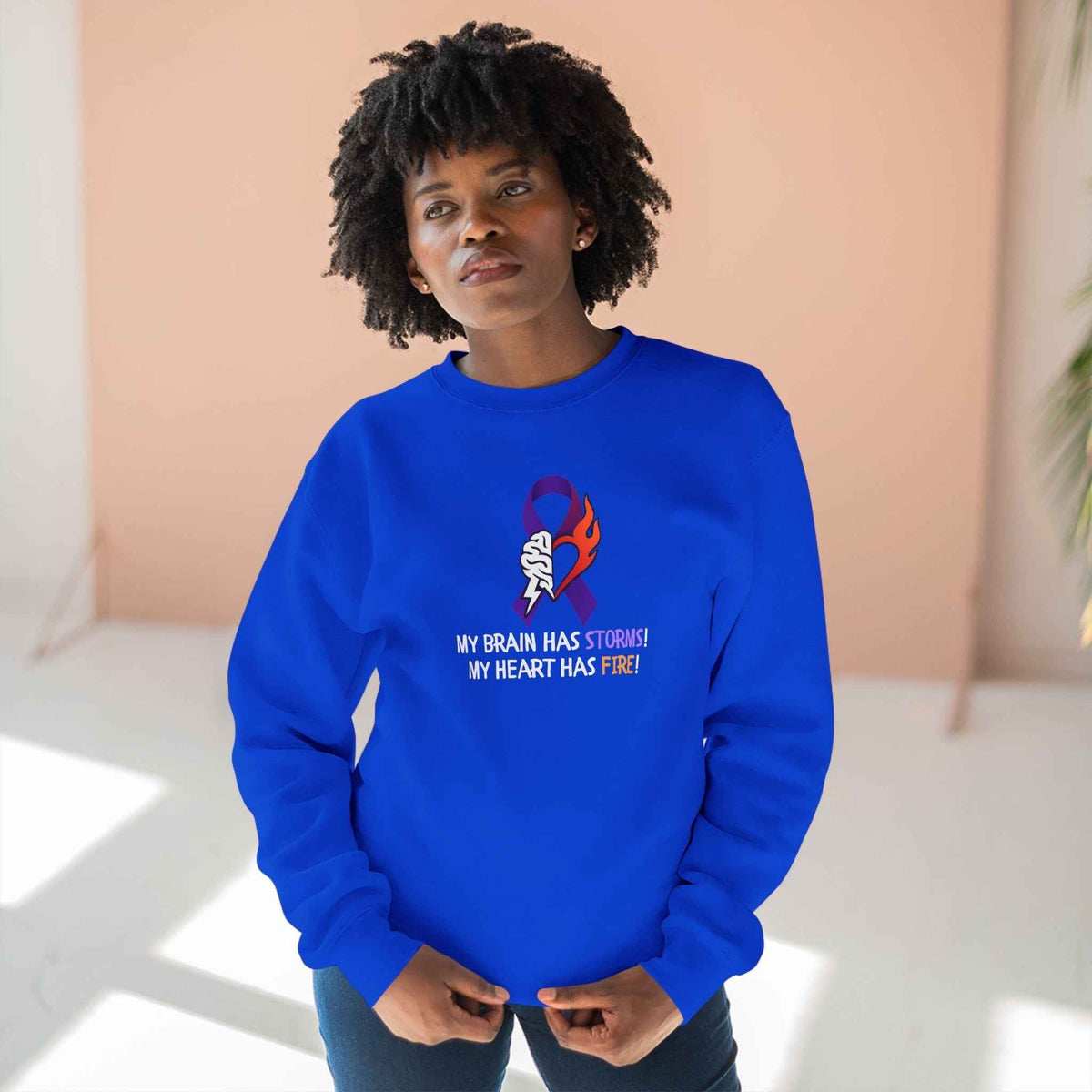 Epilepsy Awareness “Brain Storms & Heart Fire” Unisex Sweatshirt - Clothing, Unisex, Sweatshirts - EpiAl's Shop