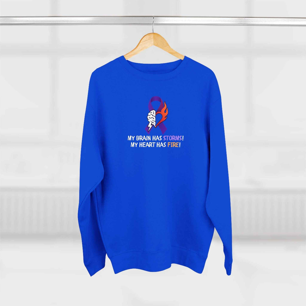 Epilepsy Awareness “Brain Storms & Heart Fire” Unisex Sweatshirt - Clothing, Unisex, Sweatshirts - EpiAl's Shop