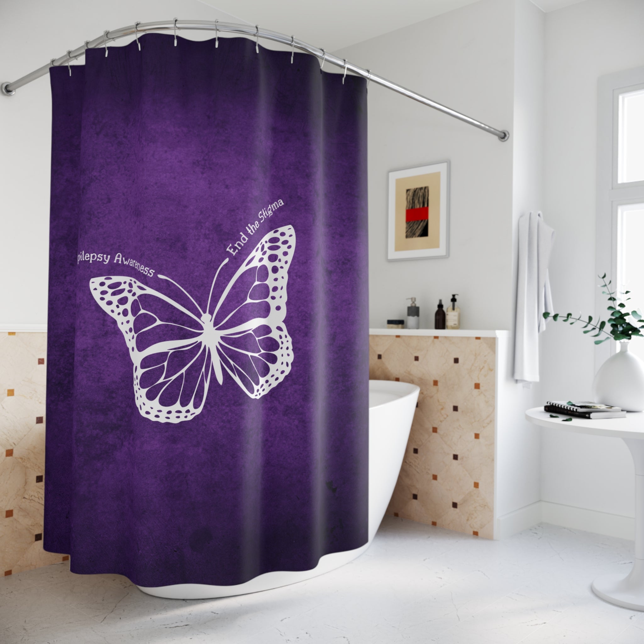 Epilepsy Awareness Butterfly Shower Curtain - End the Stigma - Decor, Bathroom, Shower Curtains - EpiAl's Shop