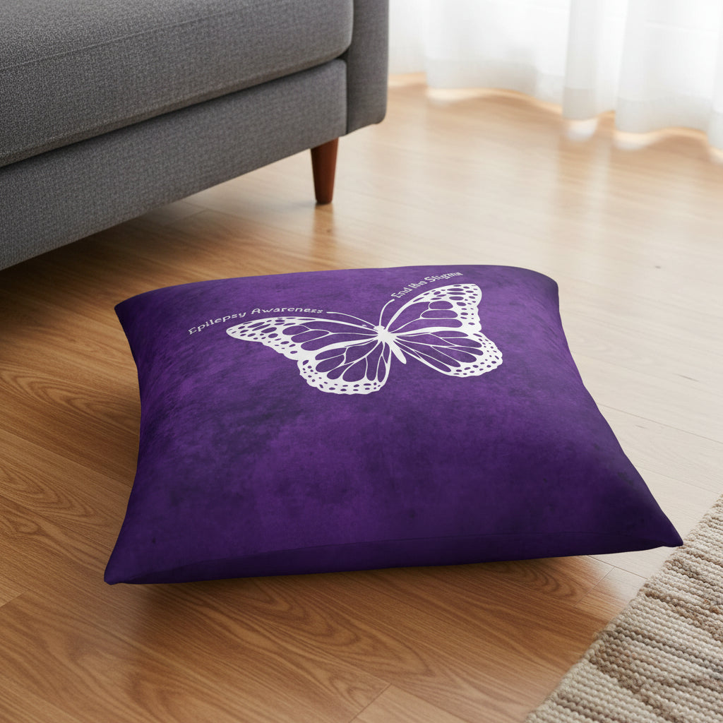 Epilepsy Awareness Butterfly Tufted Floor Pillow - End the Stigma - Decor, Home, Pillows - EpiAl's Shop