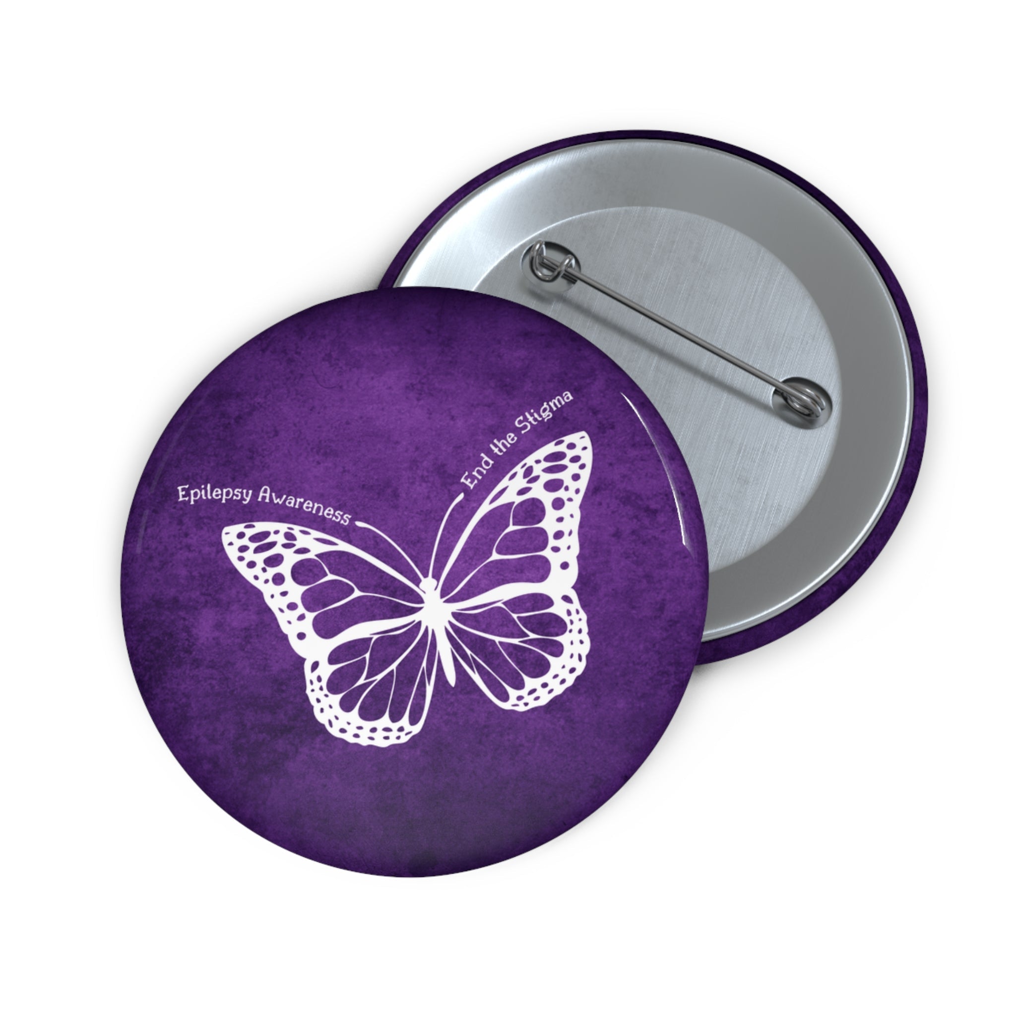 Epilepsy Awareness Custom Pin Buttons - Purple Butterfly Design - Accessories, Auto, Bumper Decor - EpiAl's Shop