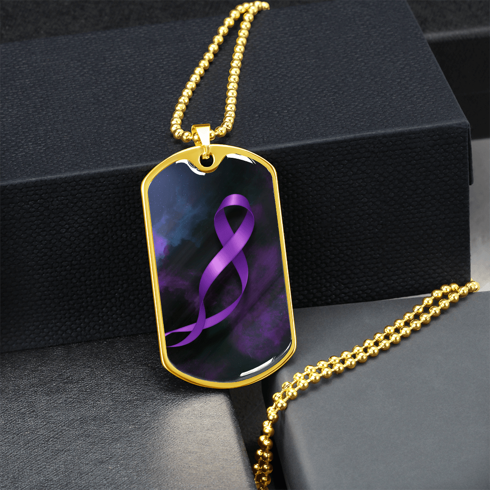 Epilepsy Awareness Dog Tag Necklace – Purple Ribbon Keepsake - Jewelry, Necklaces - EpiAl's Shop