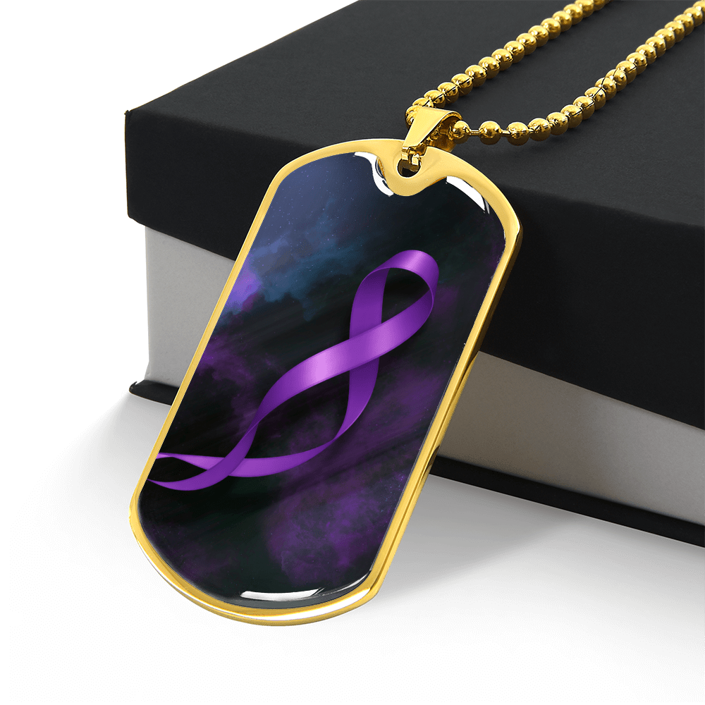 Epilepsy Awareness Dog Tag Necklace – Purple Ribbon Keepsake - Jewelry, Necklaces - EpiAl's Shop