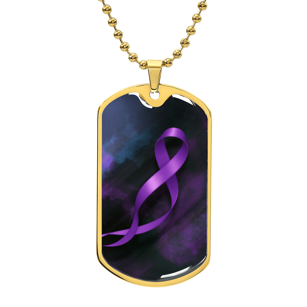 Epilepsy Awareness Dog Tag Necklace – Purple Ribbon Keepsake - Jewelry, Necklaces - EpiAl's Shop