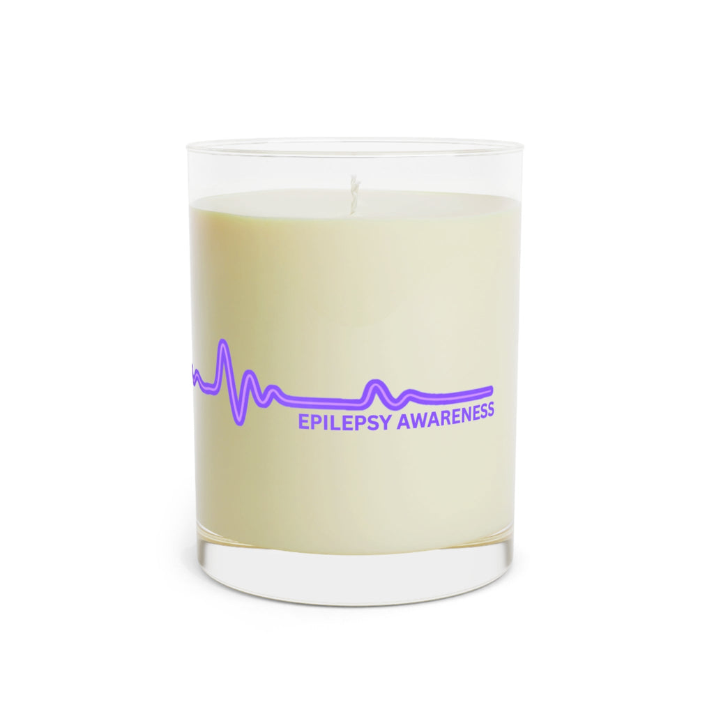 Epilepsy Awareness EEG Wave Soy Candle – Purple Ribbon Support Gift - Decor, Candles, Scented - EpiAl's Shop