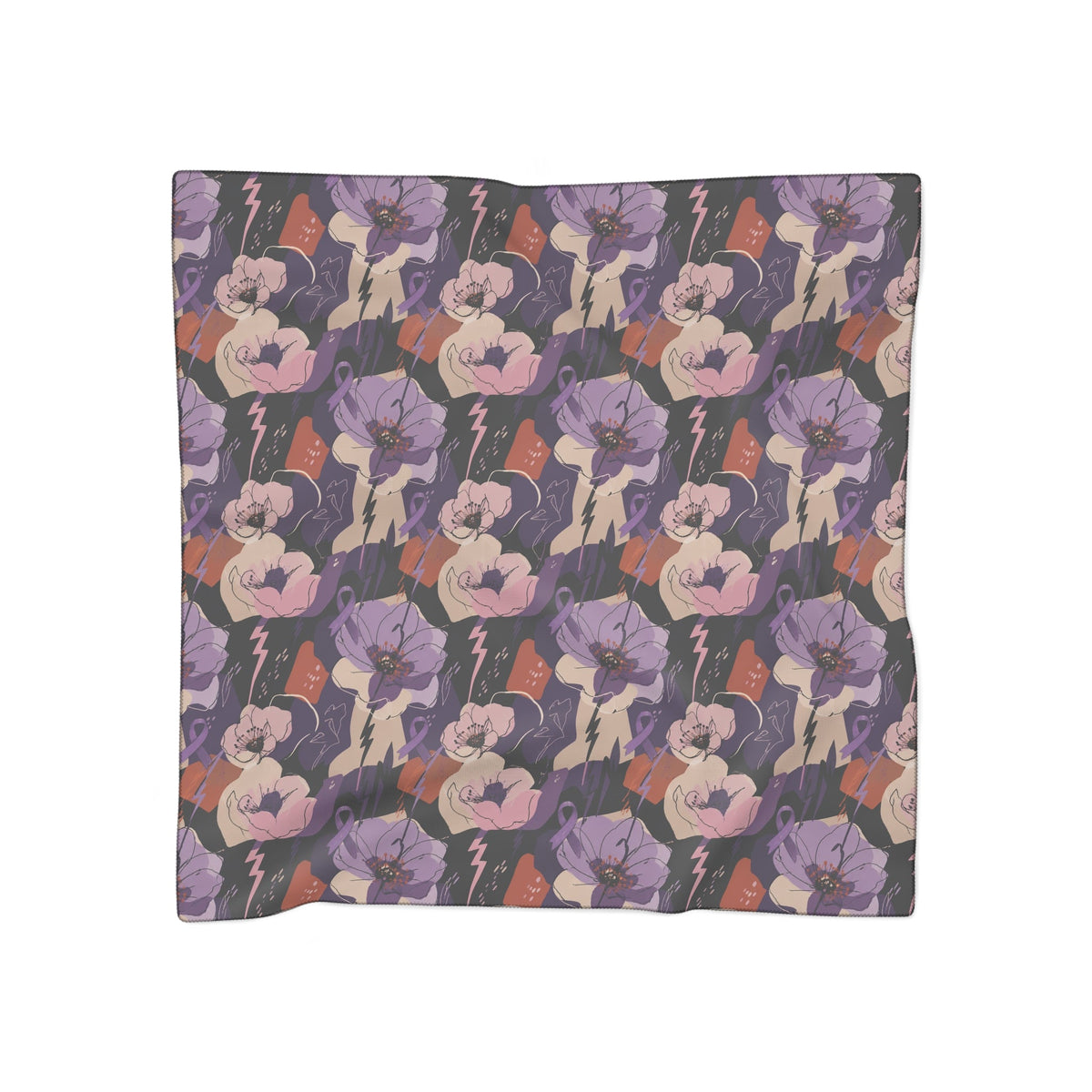 Epilepsy Awareness Floral Scarf | Purple Ribbon Square Scarf - Clothing, Women, Scarves - EpiAl's Shop