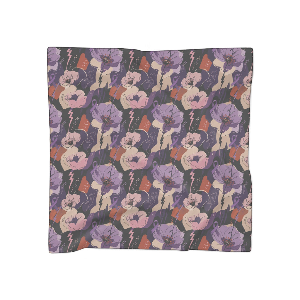 Epilepsy Awareness Floral Scarf | Purple Ribbon Square Scarf - Clothing, Women, Scarves - EpiAl's Shop