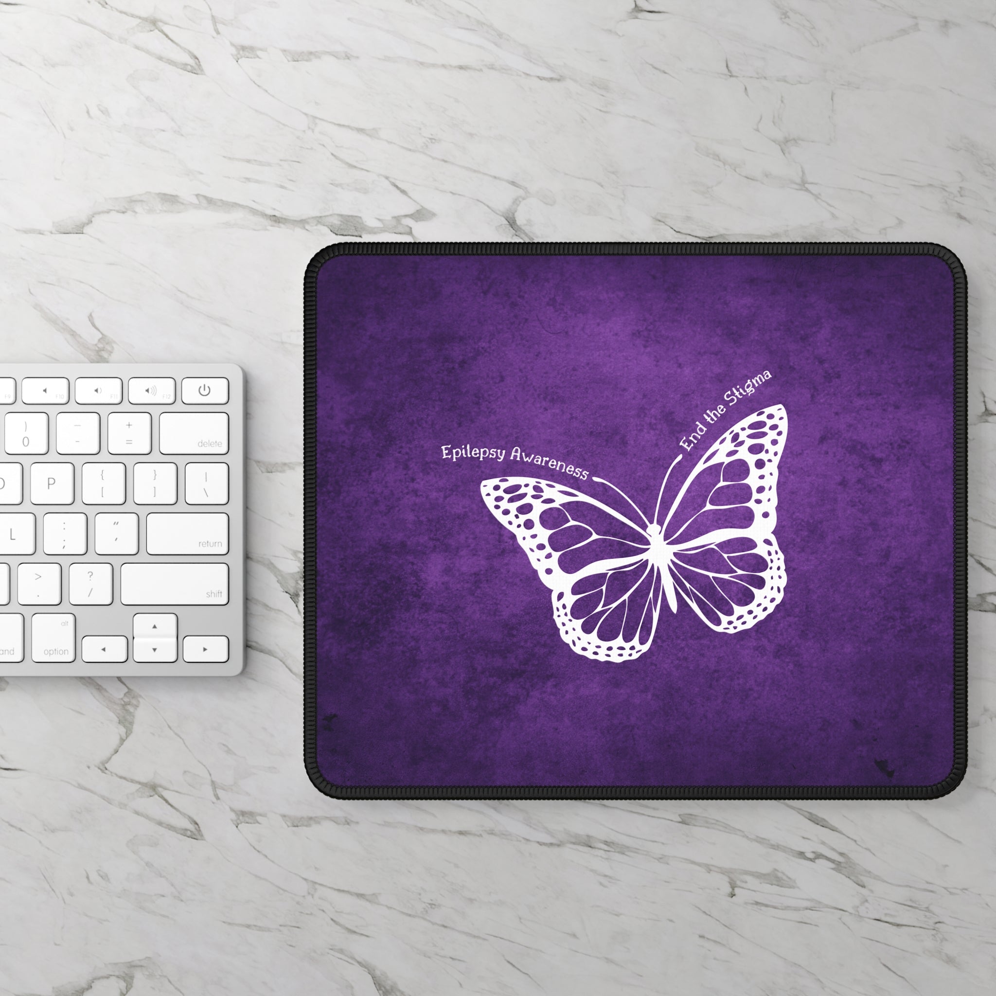 Epilepsy Awareness Gaming Mouse Pad - End the Stigma Purple Butterfly Design - Accessories, Office, Mouse Pads - EpiAl's Shop