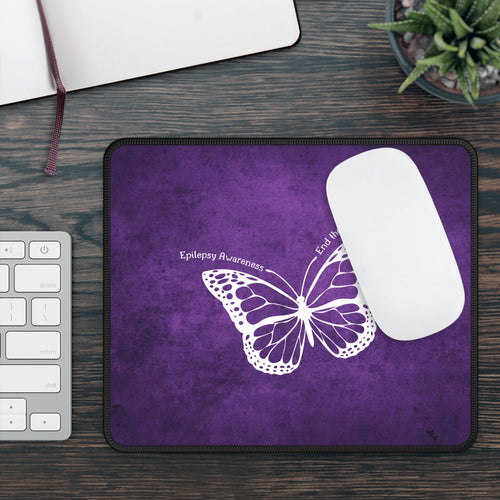 Epilepsy Awareness Gaming Mouse Pad - End the Stigma Purple Butterfly Design - Accessories, Office, Mouse Pads - EpiAl's Shop