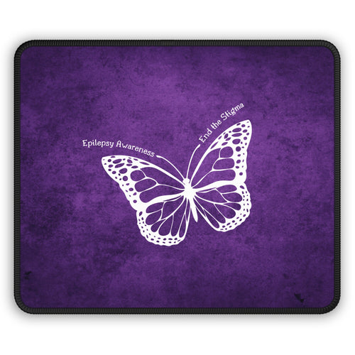 Epilepsy Awareness Gaming Mouse Pad - End the Stigma Purple Butterfly Design - Accessories, Office, Mouse Pads - EpiAl's Shop