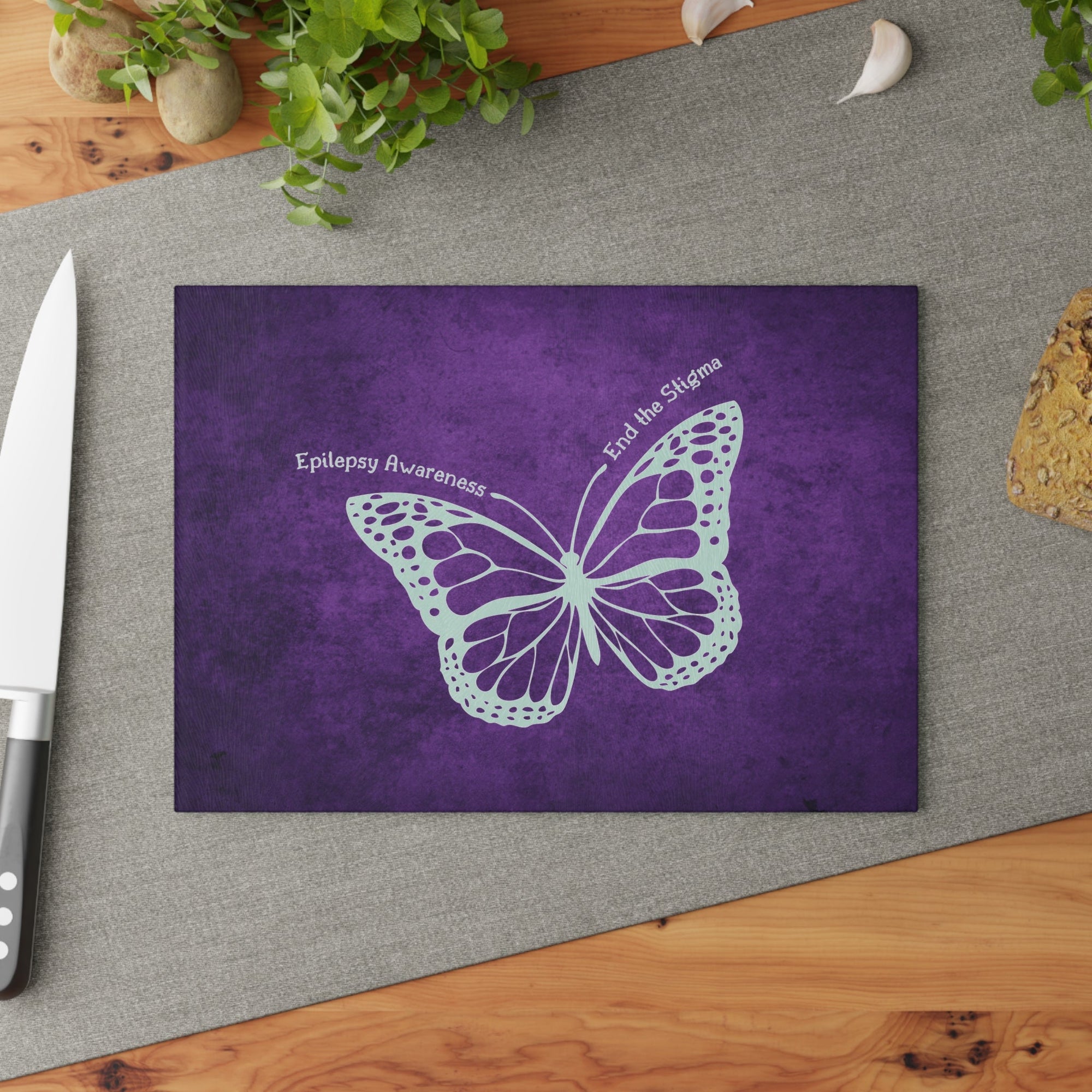 Epilepsy Awareness Glass Cutting Board - End the Stigma - Decor, Kitchen, Cutting Boards - EpiAl's Shop
