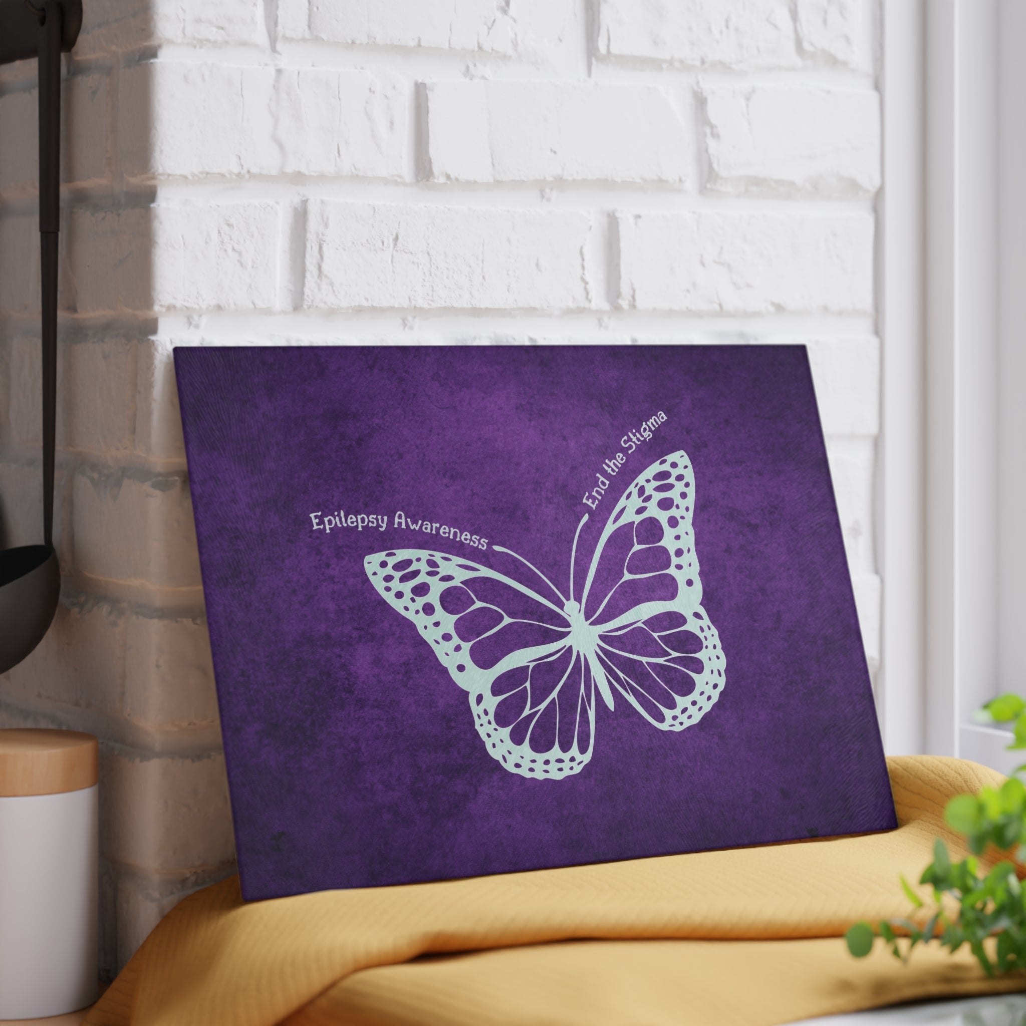Epilepsy Awareness Glass Cutting Board - End the Stigma - Decor, Kitchen, Cutting Boards - EpiAl's Shop