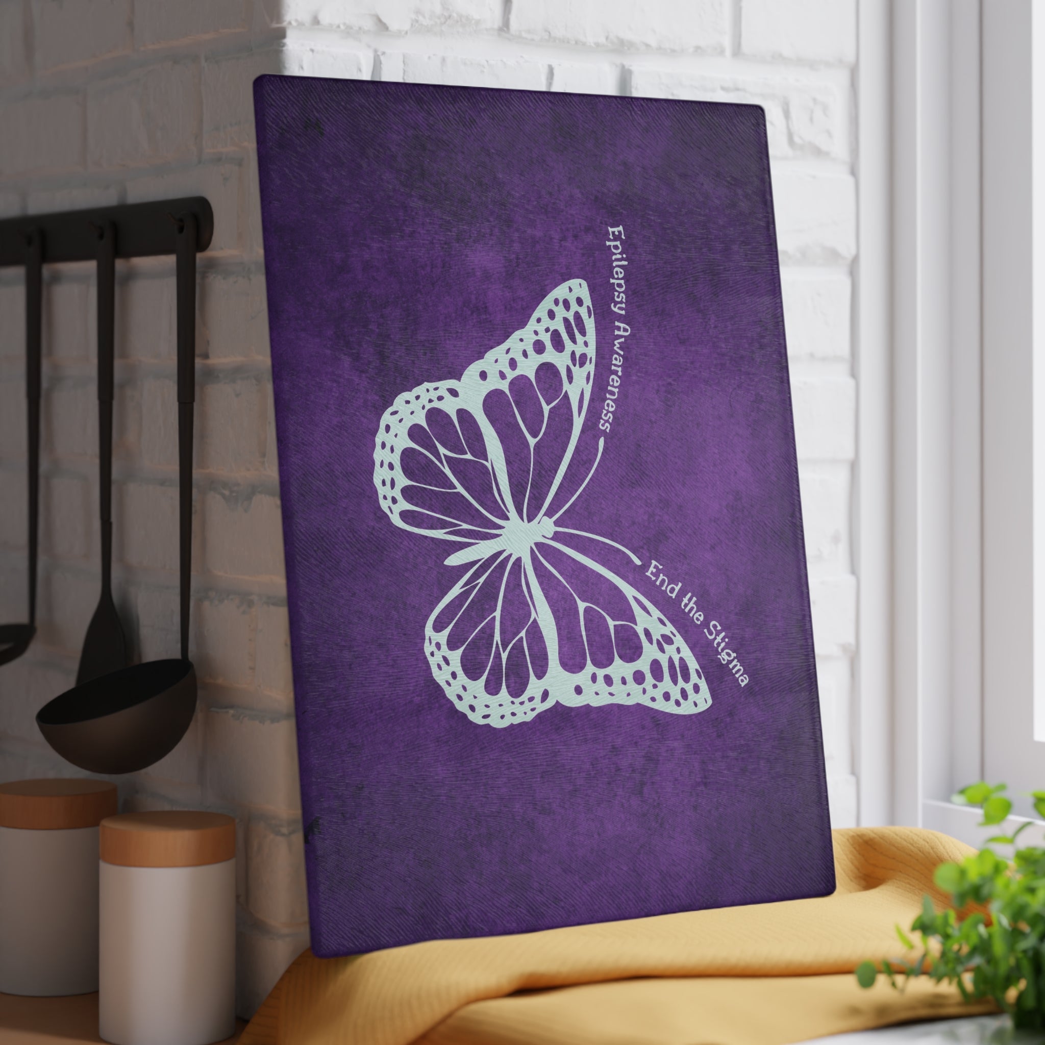 Epilepsy Awareness Glass Cutting Board - End the Stigma - Decor, Kitchen, Cutting Boards - EpiAl's Shop
