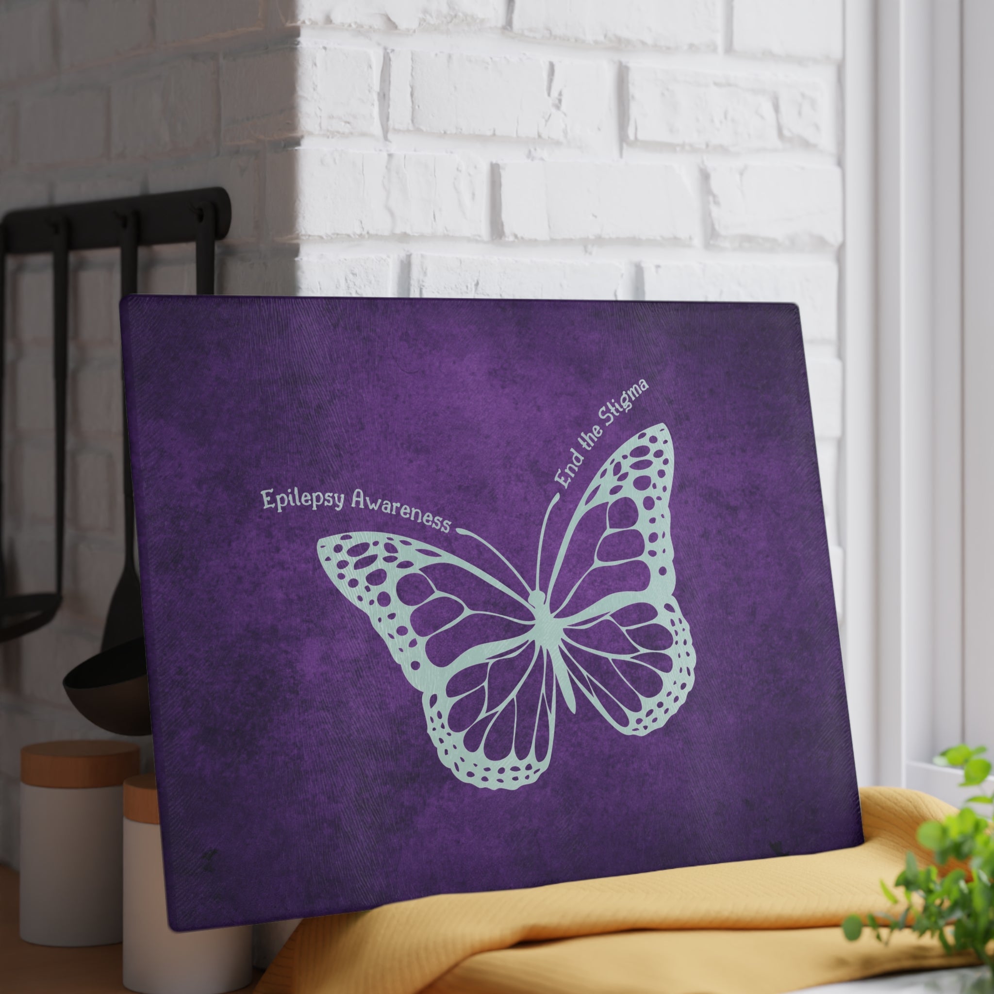 Epilepsy Awareness Glass Cutting Board - End the Stigma - Decor, Kitchen, Cutting Boards - EpiAl's Shop
