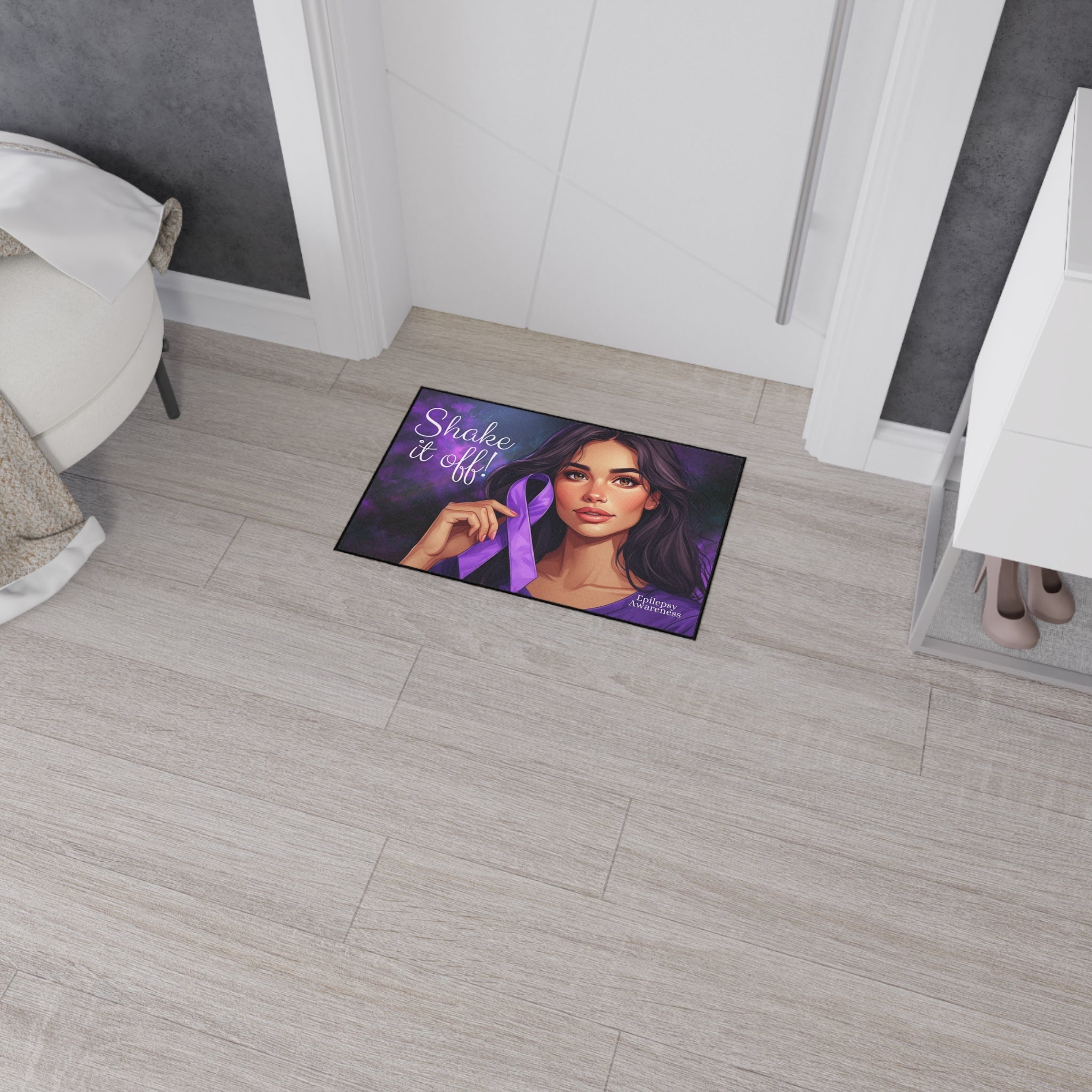Epilepsy Awareness Heavy Duty Floor Mat, Shake It Off Design - Decor, Home, Rugs & Doormats - EpiAl's Shop