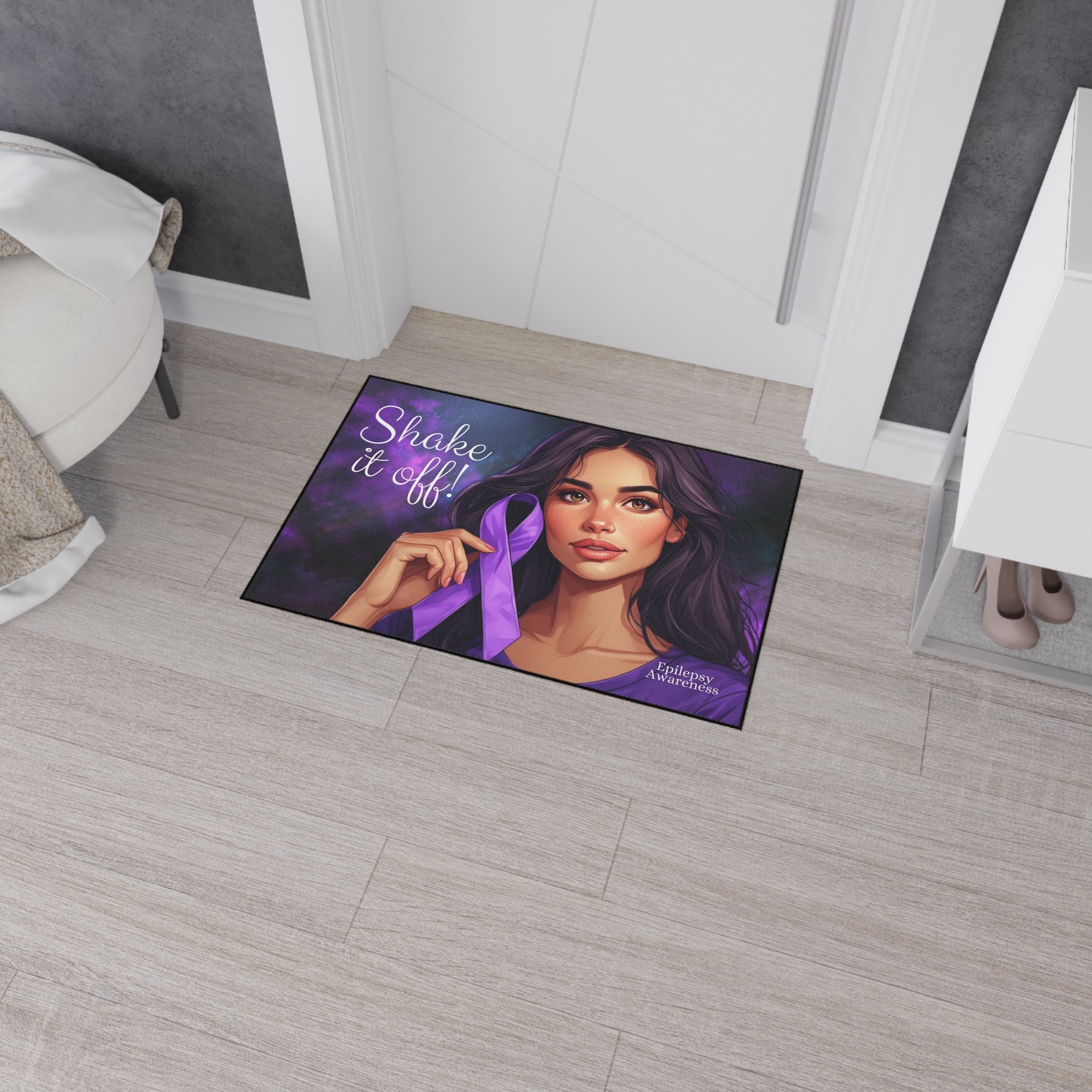 Epilepsy Awareness Heavy Duty Floor Mat, Shake It Off Design - Decor, Home, Rugs & Doormats - EpiAl's Shop
