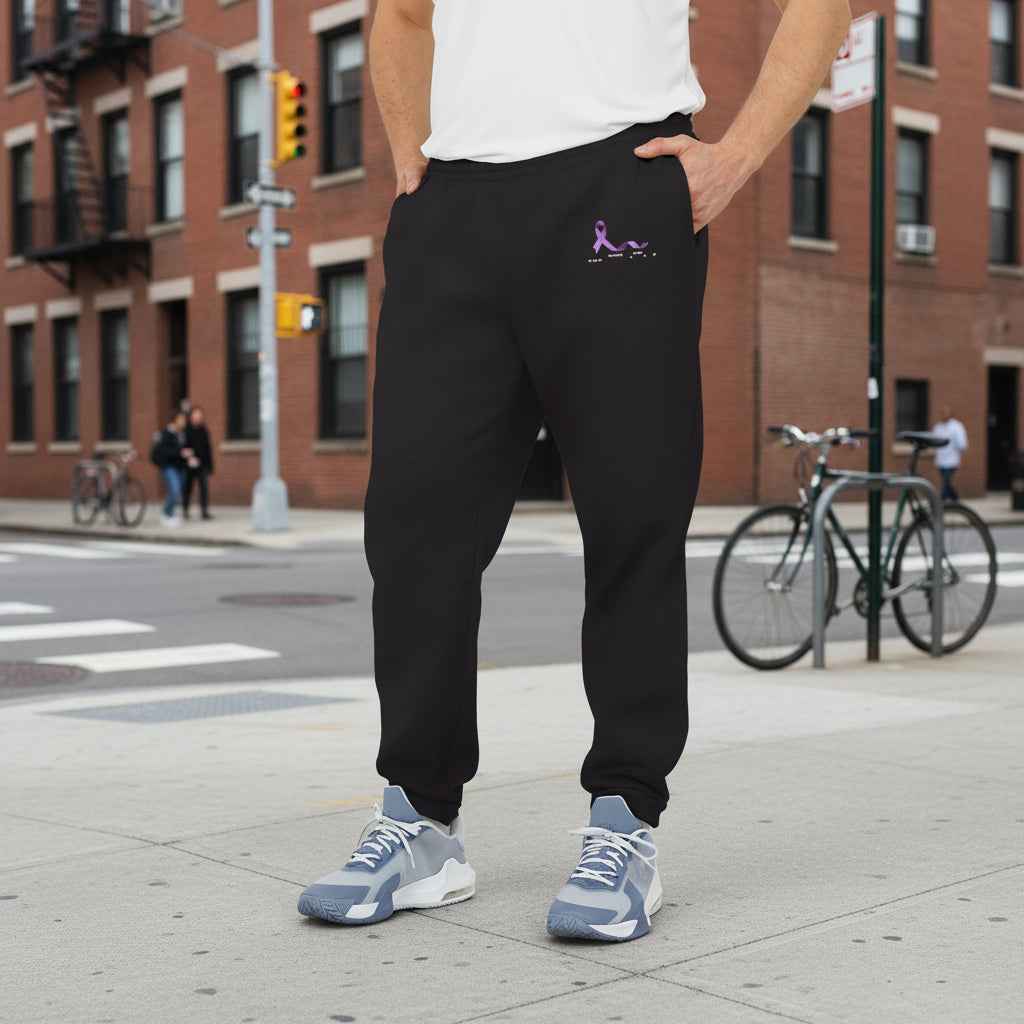 Epilepsy Awareness “HOPE” Morse Code Men’s Joggers – Purple Ribbon - Clothing, Men, Sweatpants - EpiAl's Shop