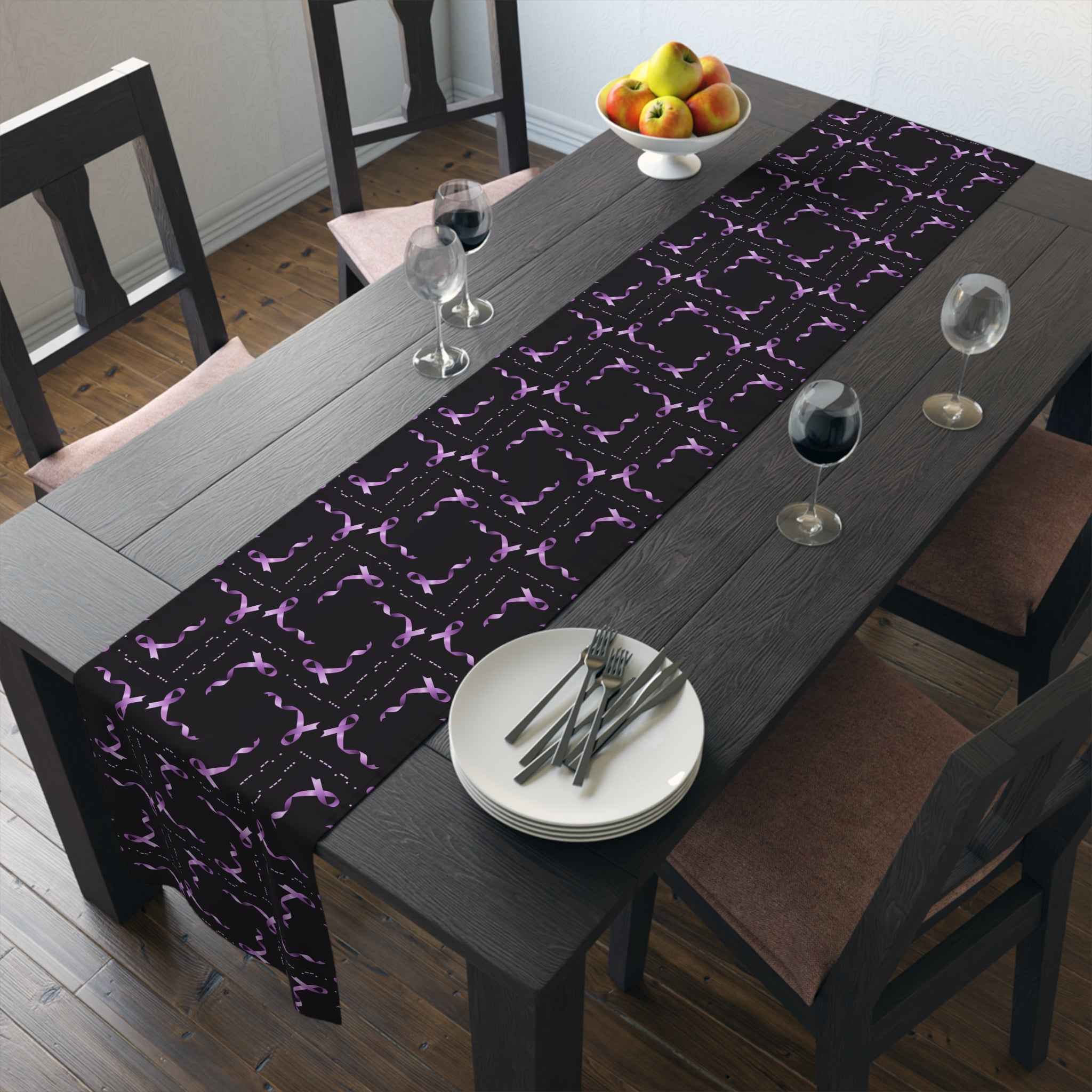 Epilepsy Awareness “HOPE” Morse Code Table Runner – Purple Ribbon Design - Decor, Home, Tablecloths & Runners - EpiAl's Shop
