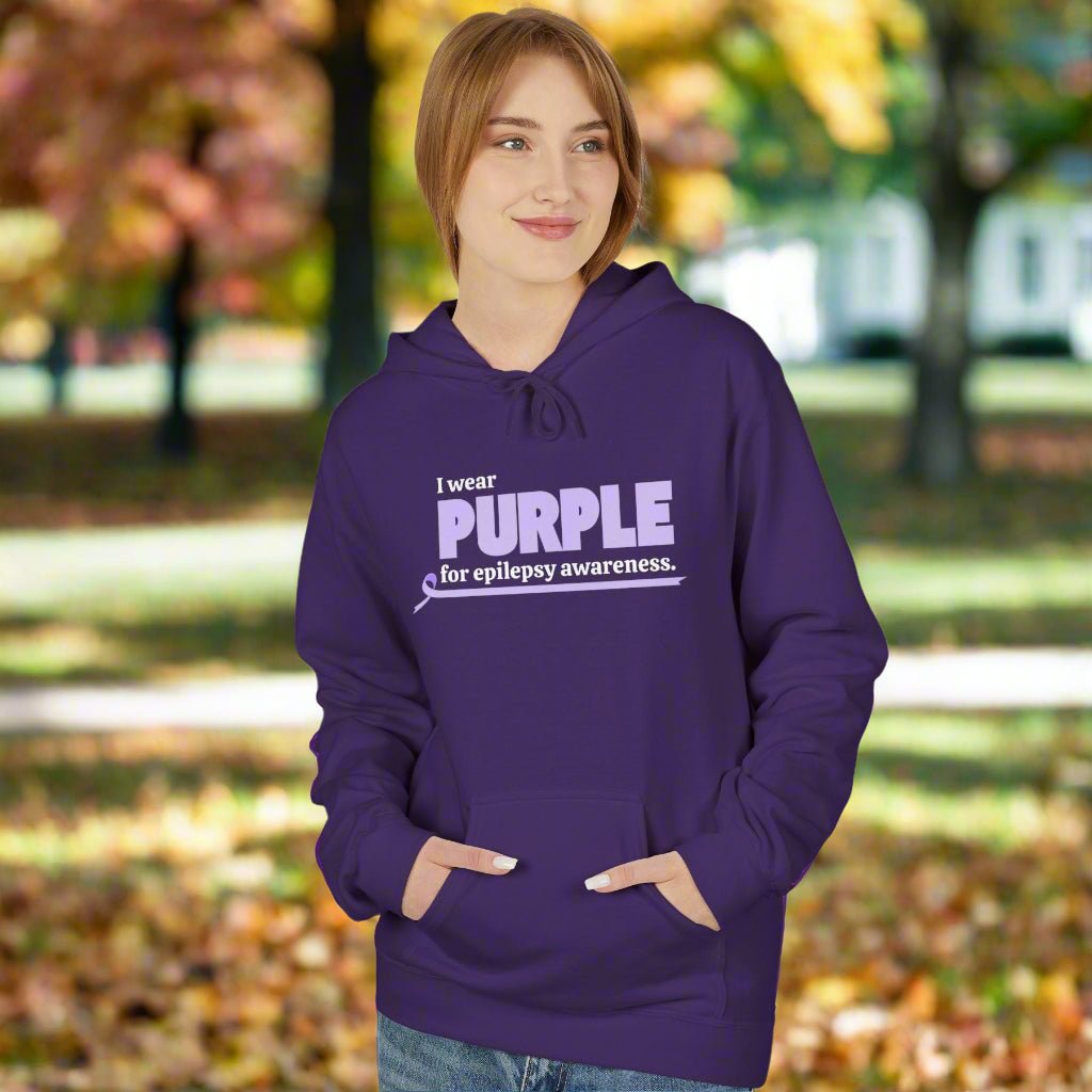 Epilepsy Awareness I Wear Purple Fleece Hoodie - Clothing, Hoodies - EpiAl's Shop