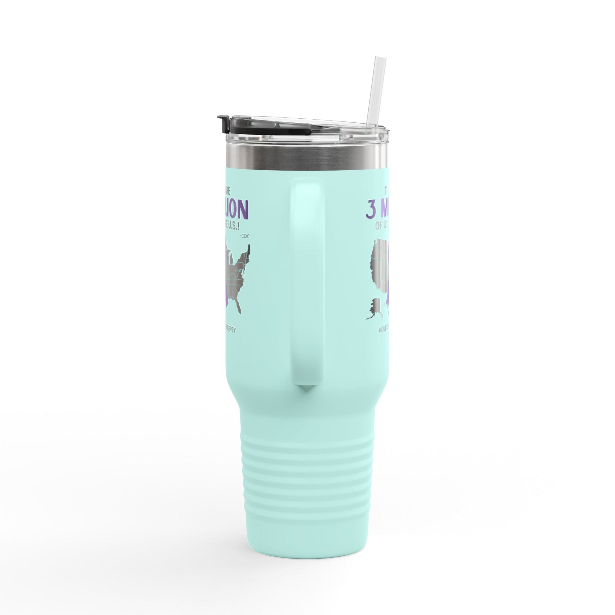 Epilepsy Awareness Insulated Travel Mug - 40oz - '3 Million of Us in the U.S.' - Drinkware, Travel Mugs - EpiAl's Shop