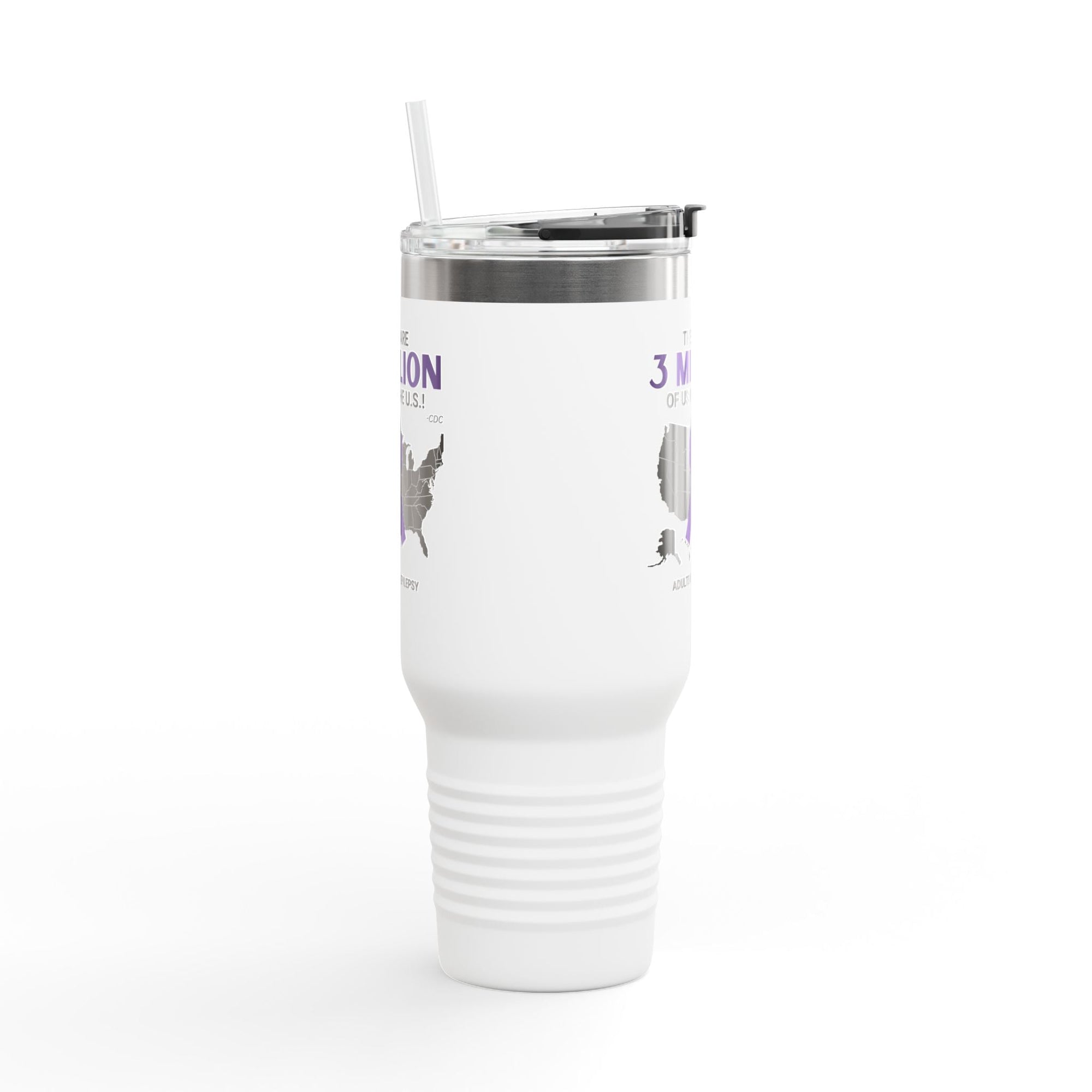 Epilepsy Awareness Insulated Travel Mug - 40oz - '3 Million of Us in the U.S.' - Drinkware, Travel Mugs - EpiAl's Shop