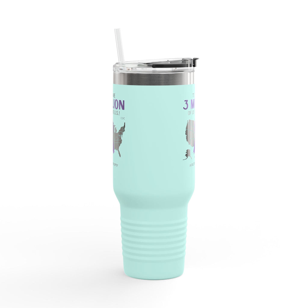 Epilepsy Awareness Insulated Travel Mug - 40oz - '3 Million of Us in the U.S.' - Drinkware, Travel Mugs - EpiAl's Shop