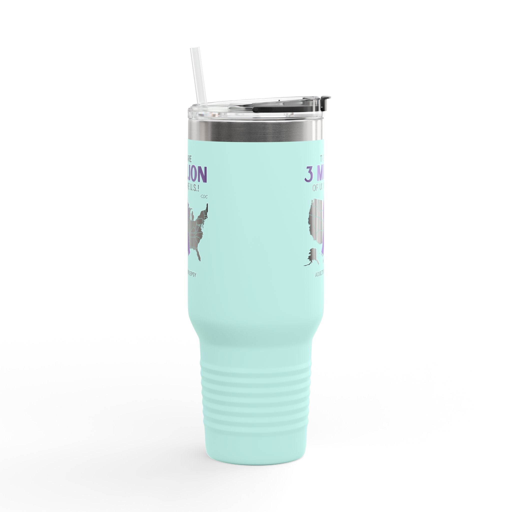 Epilepsy Awareness Insulated Travel Mug - 40oz - '3 Million of Us in the U.S.' - Drinkware, Travel Mugs - EpiAl's Shop