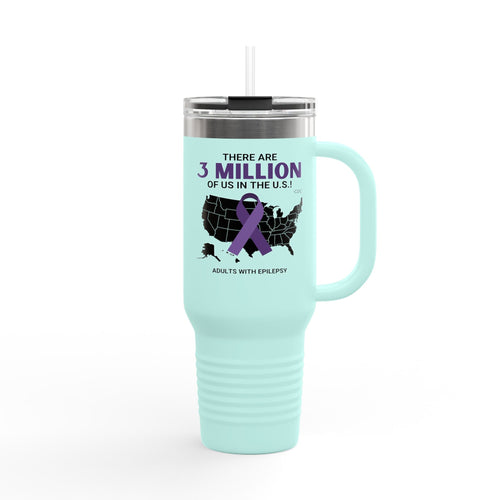 Epilepsy Awareness Insulated Travel Mug - 40oz - '3 Million of Us in the U.S.' - Drinkware, Travel Mugs - EpiAl's Shop