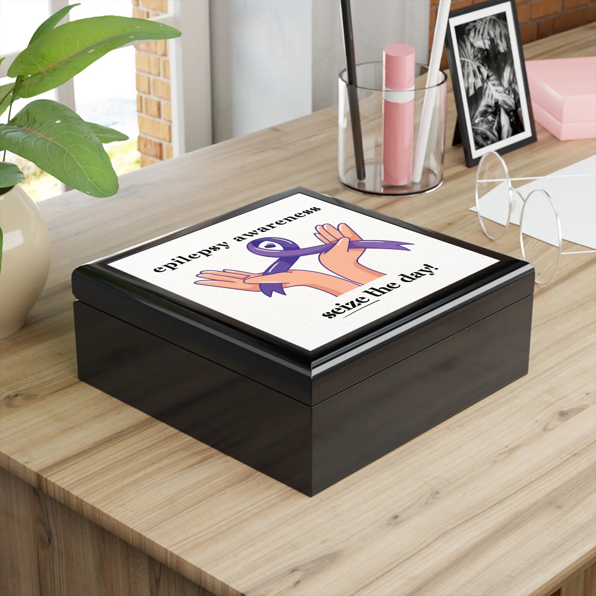 Epilepsy Awareness Jewelry Box - Seize the Day Design - Decor, Bedroom, Jewelry Boxes - EpiAl's Shop