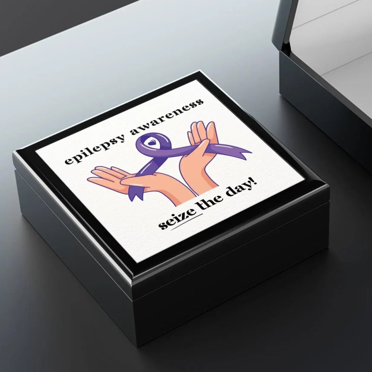 Epilepsy Awareness Jewelry Box - Seize the Day Design - Decor, Bedroom, Jewelry Boxes - EpiAl's Shop