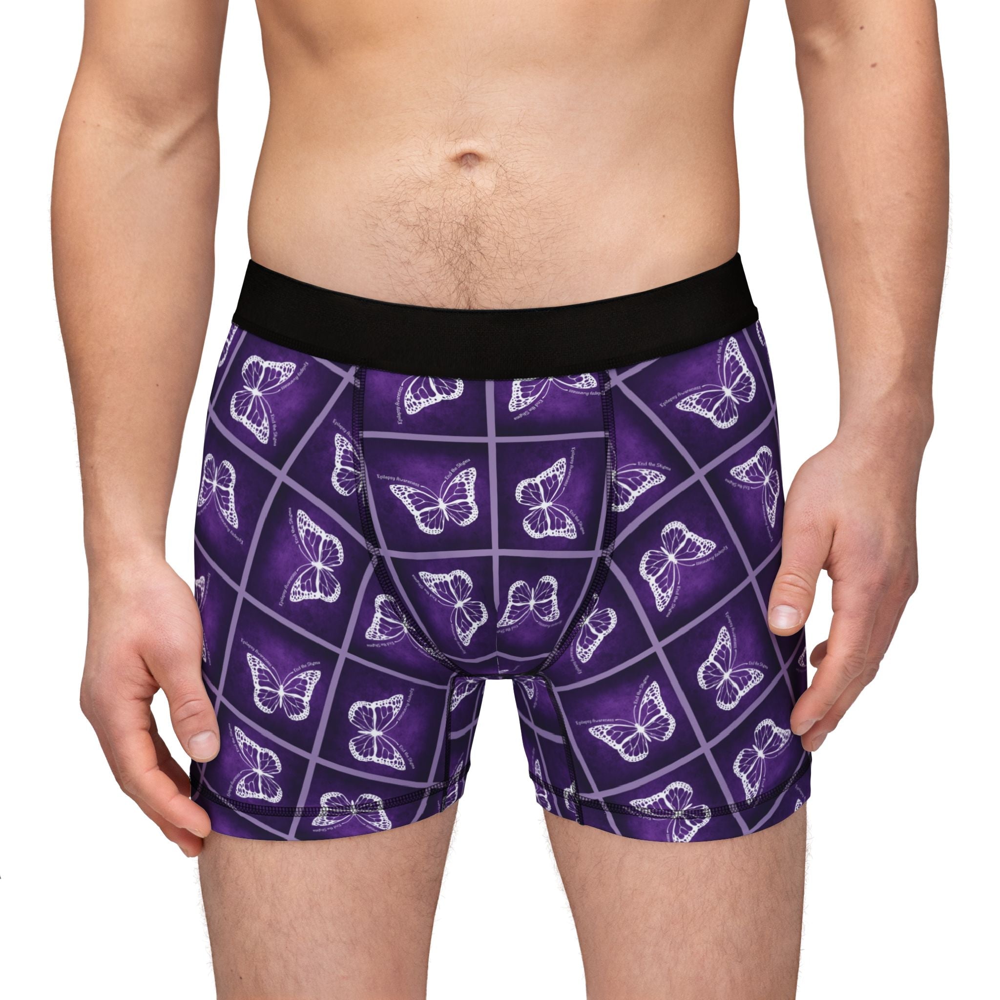 Epilepsy Awareness Men's Boxers with Purple Butterfly Design - Clothing, Underwear - EpiAl's Shop